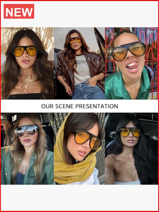 Oversized Retro Aviator Sunglasses with UV400 Protection for Women main image 6